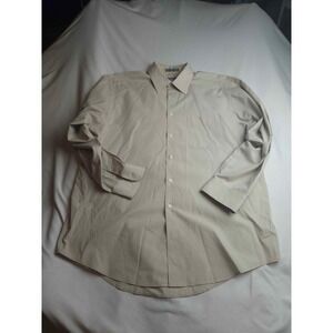 Savile Row Mens Dress Shirt Tan Beige Long Sleeve Easy Care 16.5 34/35